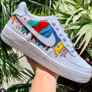 Rainbow drip air force shoes